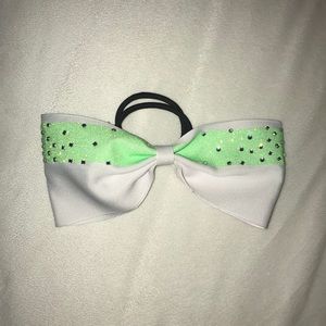 Lime green & white cheer bow